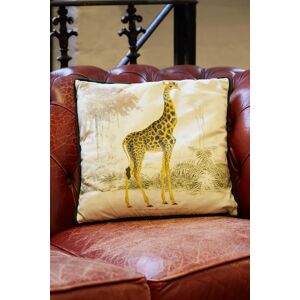 Joy Giraffe Printed Velvet Cushion One Size Unisex