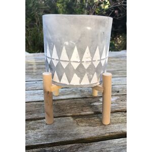 Joy Medium Embossed Diamond Concrete Candle With Stand Unisex