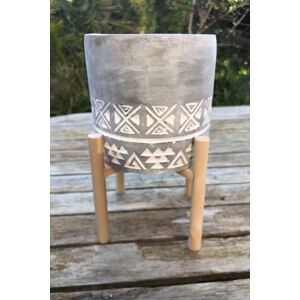 Joy Medium Embossed Aztec Concrete Candle With Stand Unisex