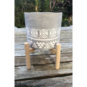 Joy Large Embossed Aztec Concrete Candle With Stand Unisex