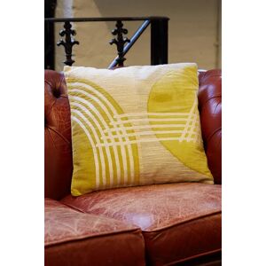 Joy 3D Abstract Double Circle Woven Applique Cushion yellow One Size Unisex