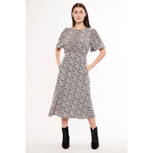 Louche Leonore Ramble Print Balloon Sleeve Midi Dress 8 Female