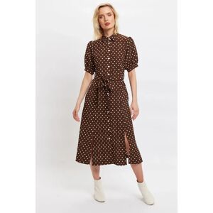 Louche Mollie Pretty Woman Print Midi Shirt Dress brown 10 Female