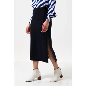 Louche Timo Satin Back Crepe Sustainable Midi Skirt - Navy blue 10 Female