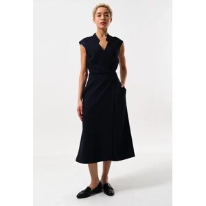 Louche Urbain Satin Back Crepe Wrap Midi Dress - Navy red 14 Female