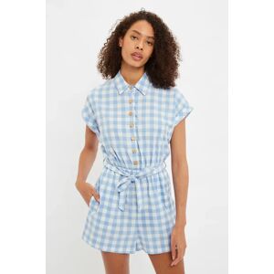 Louche Addie Picnic Check Playsuit In Blue Blue 12 Female