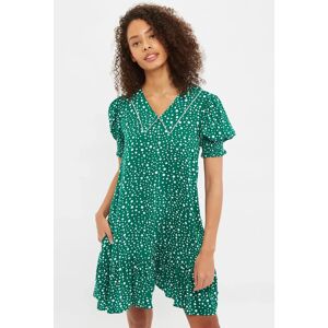 Louche Cora Spot It Print Statement Collar Short Sleeve Mini Dress green 10 Female