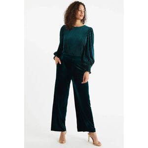 Louche Elina Velvet Straight Leg Trouser Petrol black 14 Female