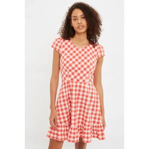 Louche Kare Picnic Check Cap Sleeve Mini Dress In Red red 14 Female