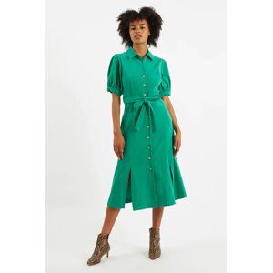 Louche Mollie Baby Cord Puff Sleeve Midi Dress green 8 Female