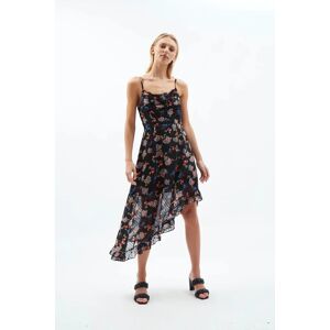 Louche Dina Carpathian Florals Print Asymmetric Strappy Midi Dress black 16 Female