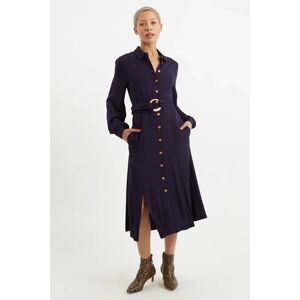 Louche Rebecka Twill Long Sleeve Midi Shirt Dress Navy Navy 8 Female