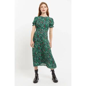 Louche Flo Folk Floral Print Puff Sleeve Midi Dress green 8 Female