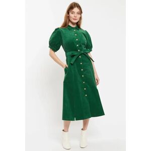 Louche Mollie Baby Cord Puff Sleeve Midi Shirtdress green 16 Female