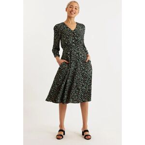 Louche Kathlyn Fleur Vert Print Long Sleeve Midi Dress green 12 Female