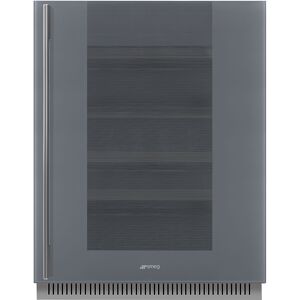 Smeg CVI138RS3 60cm Silver Glass Linea Under Counter Built In Wine Cooler - Silver Glass