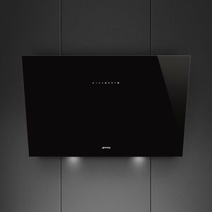 Smeg KV394N 90cm Black Glass Angled Chimney Cooker Hood - Black Glass