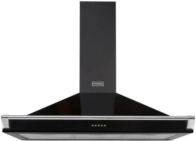 Stoves S1000RICHCHIM(RAIL) 100Cm Black Chimney Cooker Hood - Black