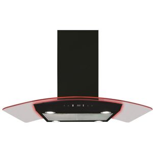 CDA EKPK90BL Black 90cm Curved Glass Island Hood with Edge Lighting - Black