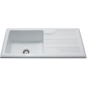 CDA KC23WH White Ceramic Single Bowl Reversible Kitchen Sink - White