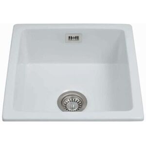 CDA KC42WH White Ceramic Undermount Single Bowl Sink - White