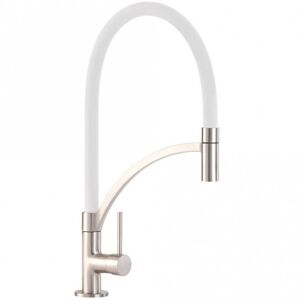 CDA TV14WH White Single Lever Tap With Pull-Out Spray White - White