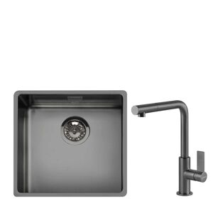 Smeg VSTR50DMD Undermount Single Bowl Sink & Tap In Gunmetal - Grey