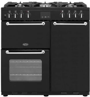 Belling FARMHOUSE 90DFT Black 90cm Dual Fuel Range Cooker - Black