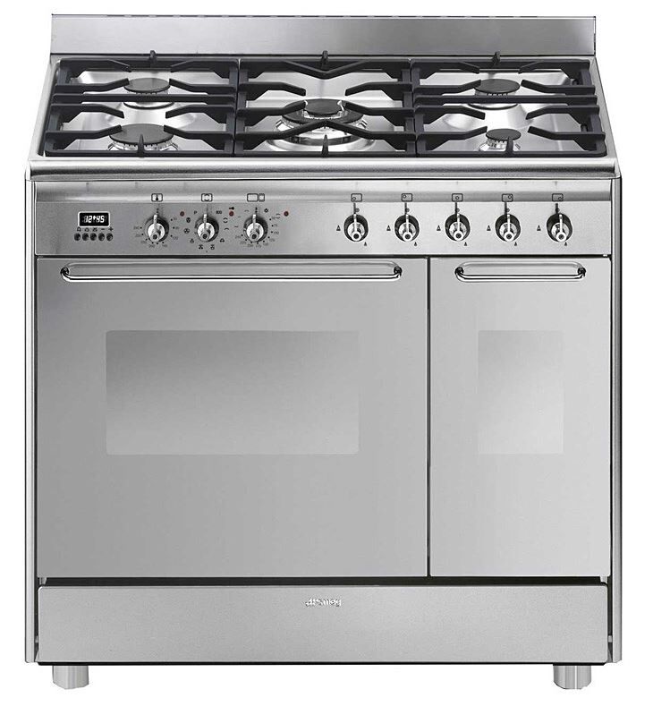 Smeg CG92PX9 90cm Stainless Steel Dual Fuel Range Cooker - Stainless Steel