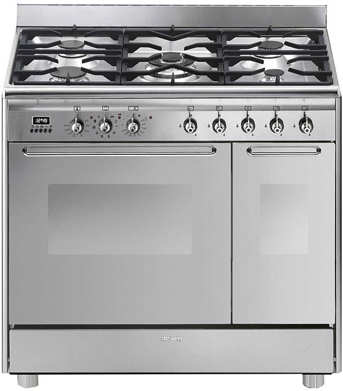 Smeg CG92PX9 90cm Stainless Steel Dual Fuel Range Cooker - Stainless Steel