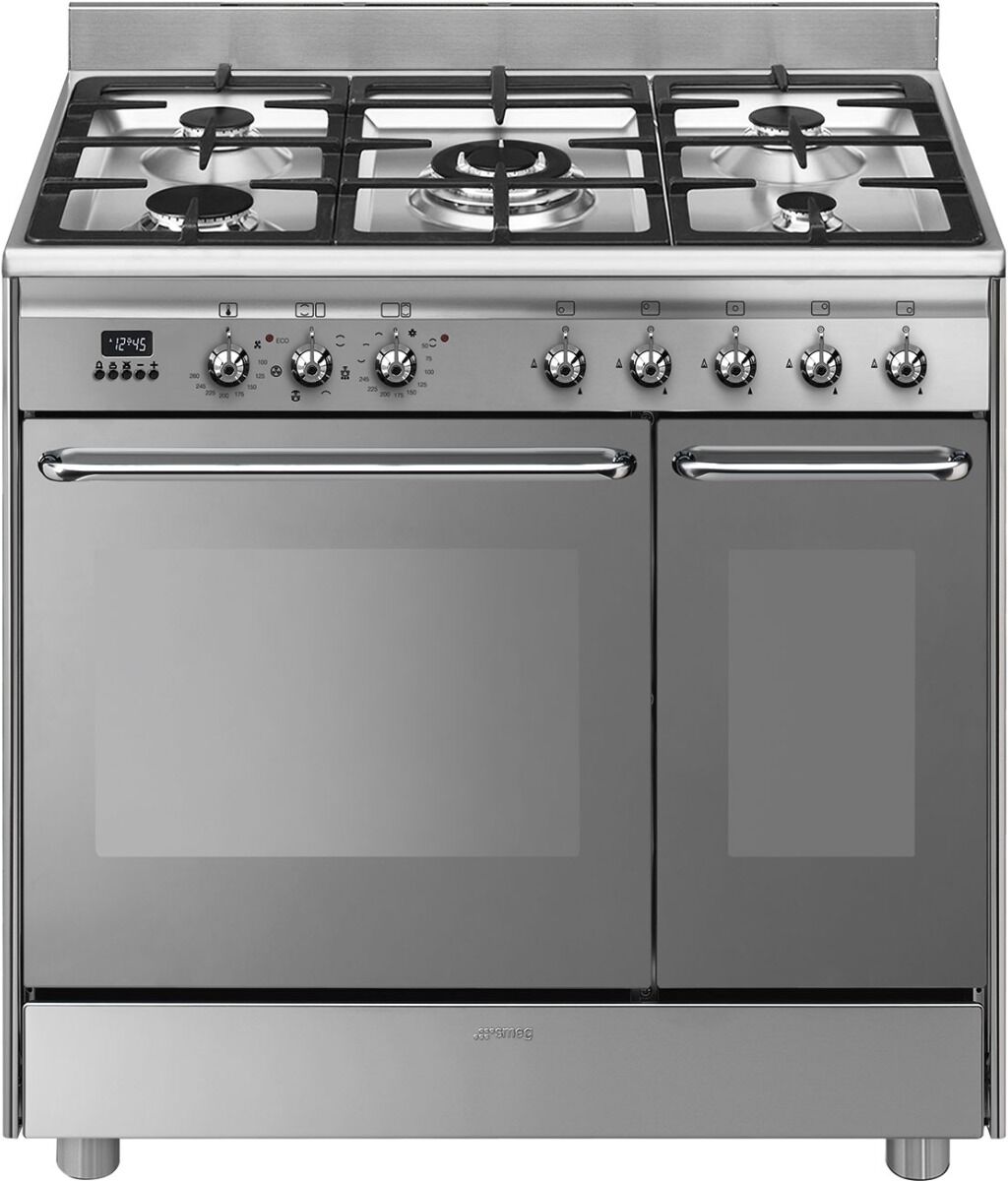 Smeg CG92X9 90cm St/Steel Freestanding Dual Fuel Range Cooker - Stainless Steel