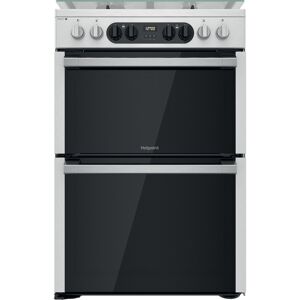 Hotpoint HD67G8CCX Silver Dual Fuel Cooker - Black