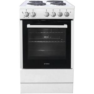 Teknix TKES54W White Solid Plate Cooker, 50cm - White & Stainless Steel