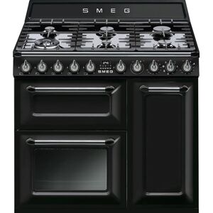 Smeg TR93BL 90cm Black Victoria Dual Fuel Range Cooker - Black