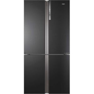 Haier HTF-610DSN7 90cm Black Steel American Style Fridge Freezer - Black