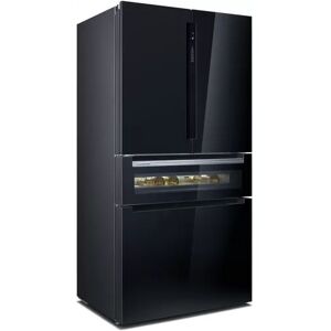 Siemens KF96RSBEA Black Glass Freestanding American Style Fridge Freezer - Black