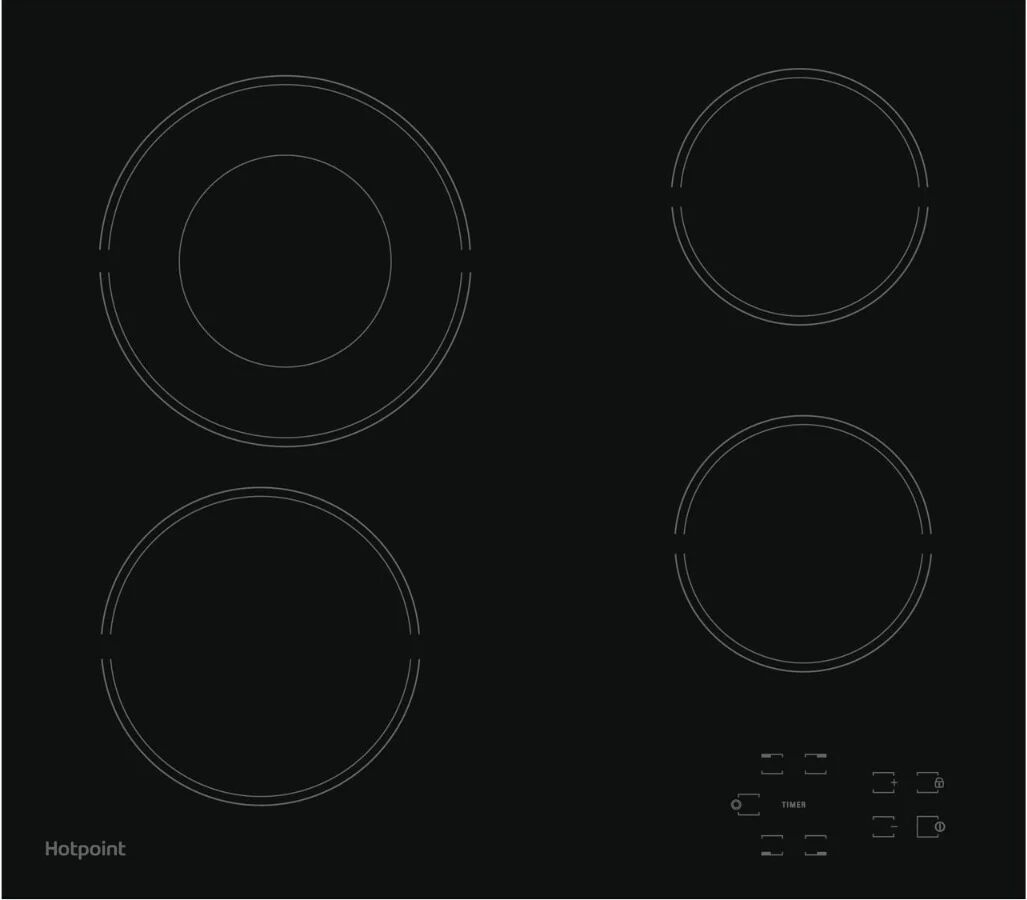 Hotpoint HR612CH 58cm 4 Zone Ceramic Hob - Black Glass