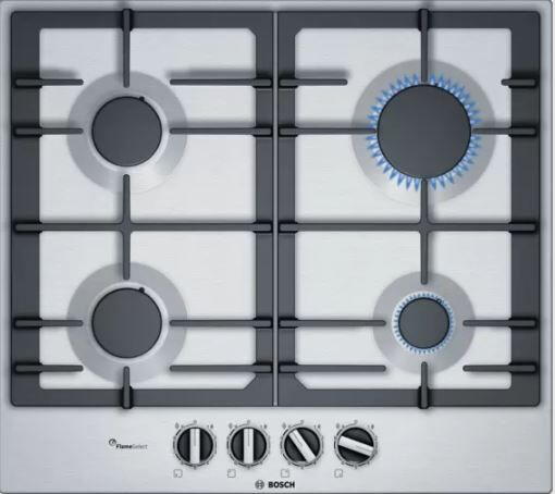 Bosch PCP6A5B90-B 58cm Stainless Steel Gas Hob - Stainless Steel