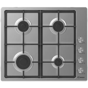 Candy CHG6LPX Stainless Steel 60Cm Gas Hob With Cast Iron Supports - Stainless Steel