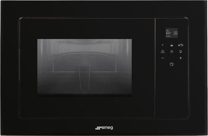 Smeg FMI120N2 Black Linea Built-in Microwave With Grill - Black