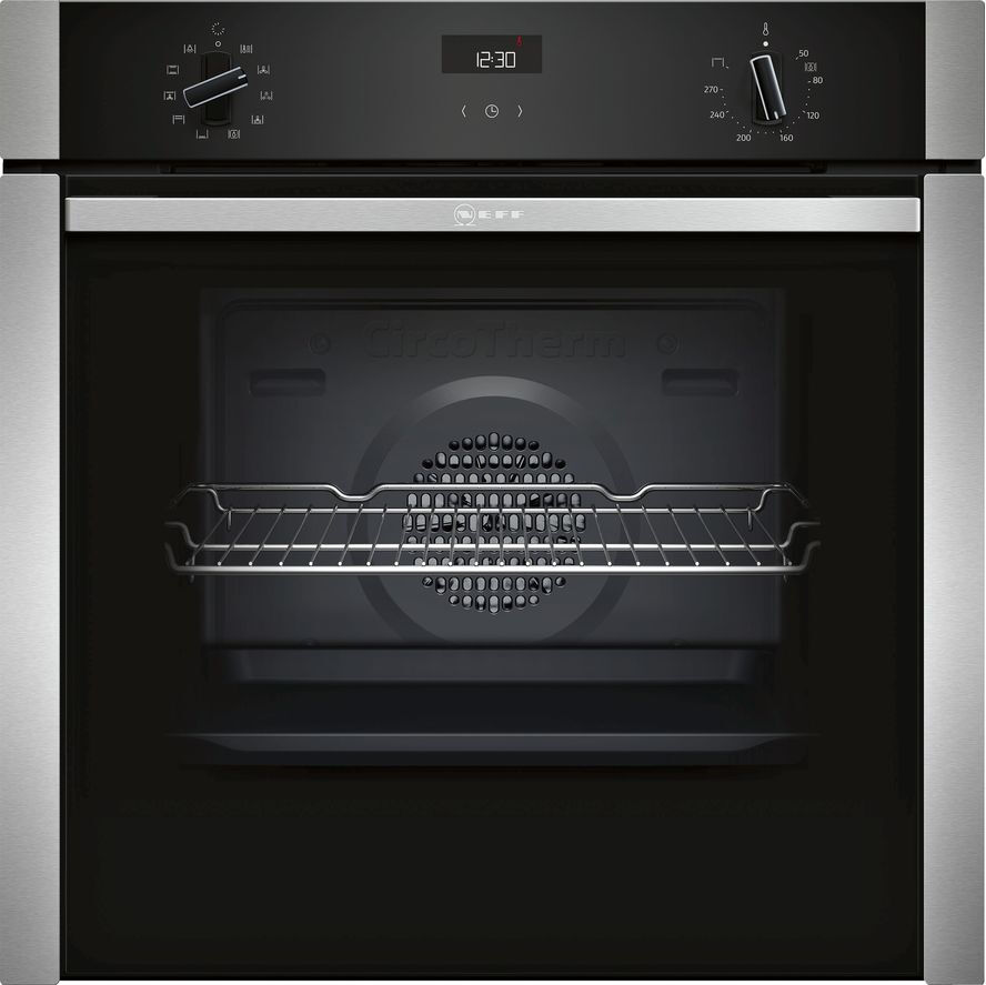 NEFF B3ACE4HN0B 60cm St.Steel Slide & Hide Electric Single Oven - Black / Stainless