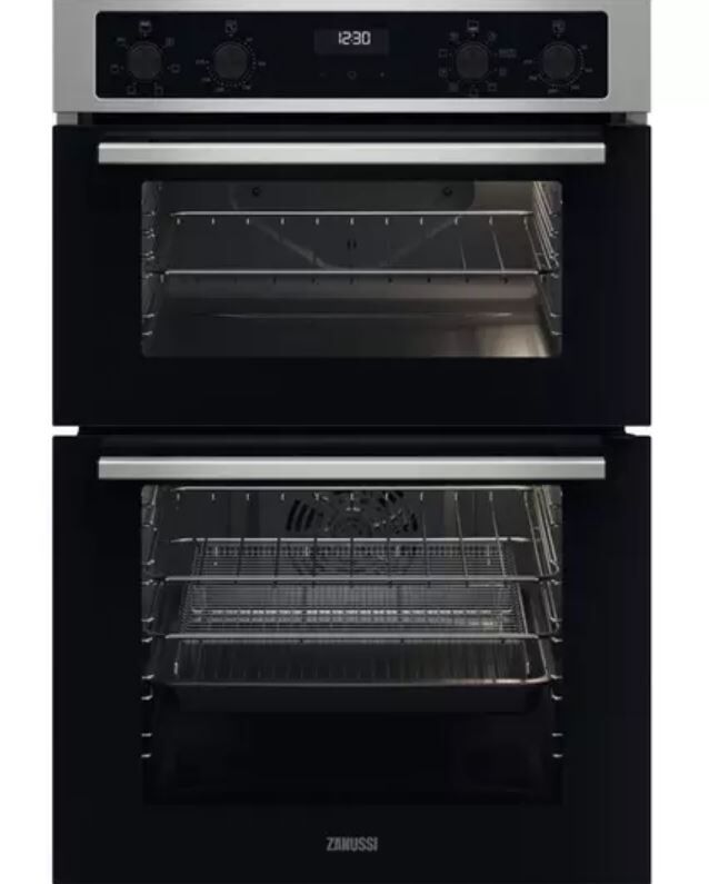 Zanussi ZKCNA4X1 Stainless Steel Built In Double Oven - Black / Stainless