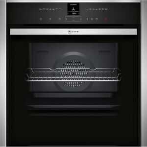 NEFF B57VR22N0B 60cm Black Glass and Stainless Steel Built In Electric Single Oven - Black / Stainless