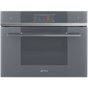 Smeg SF4106WVCPS Linea Silver Glass Compact Combination Steam Oven - Silver Glass