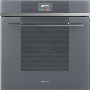 Smeg SFP6104STS 60cm Silver Glass Steam Assisted Pyrolytic Multifunction Single Oven - Silver Glass