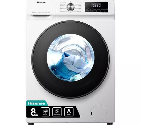 Hisense WFQA8014EVJM 8kg White Freestanding Washing Machine - White
