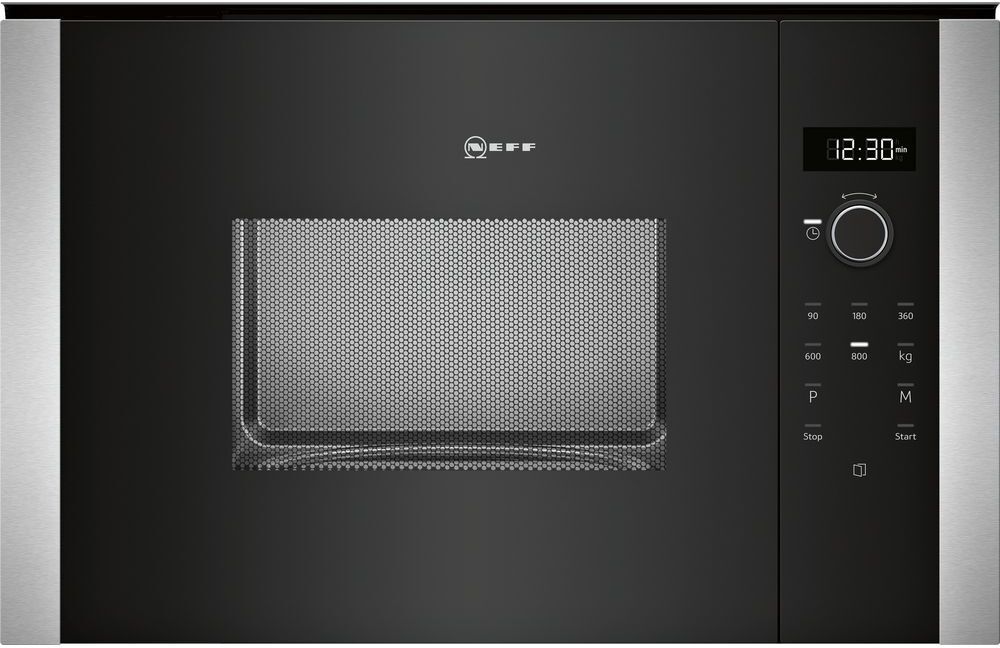 NEFF HLAWD23N0B Black 60cm Built in Solo Microwave - Black / Stainless