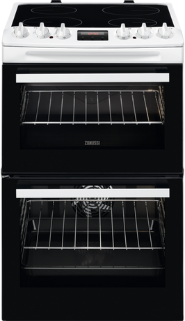 Zanussi ZCV46250WA 55cm White Double Electric Cooker with Ceramic Hob