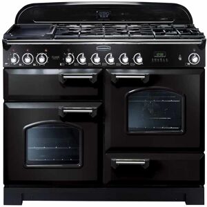 Rangemaster Classic Deluxe CDL110DFFBL/C 110cm Wide Black Dual Fuel Freestanding Range Cooker - Chrome Trim Rangemaster Classic Deluxe CDL110DFFBL/C 110cm Wide Black Dual Fuel Freestanding Range Cooker - Chrome Trim