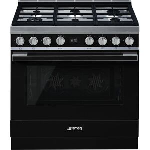 Smeg Portofino CPF9GPBL 90cm Wide Black Dual Fuel Freestanding Range Cooker Smeg Portofino CPF9GPBL 90cm Wide Black Dual Fuel Freestanding Range Cooker